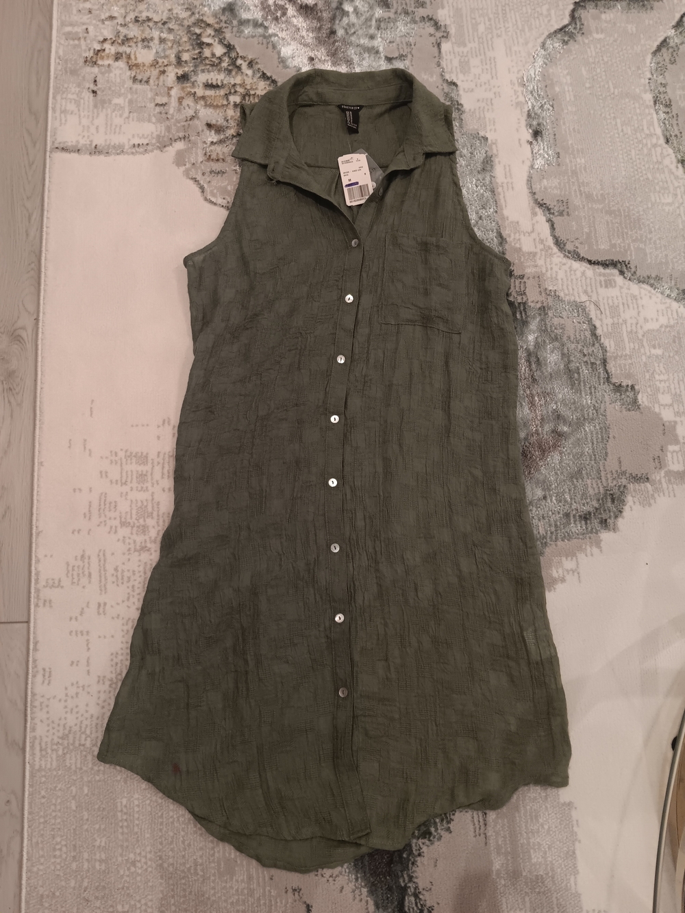 Forever 21 Olive Green Sleeveless Button-Front Midi Dress